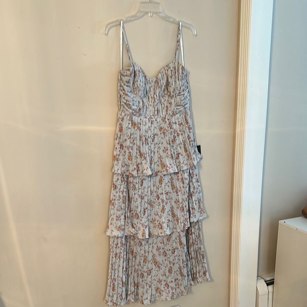 Lulu's Blue and Pink Asymmetrical Ruffled Sundress